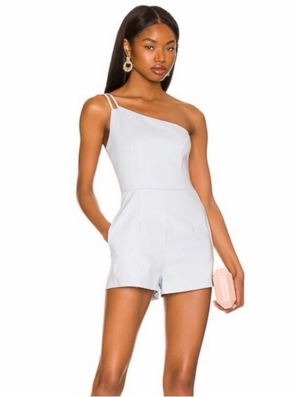 superdown Ice Blue Romper One Shoulder size L